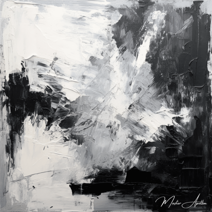 Tableau contemporain abstrait noir et blanc tempete Tableaux Contemporains 2