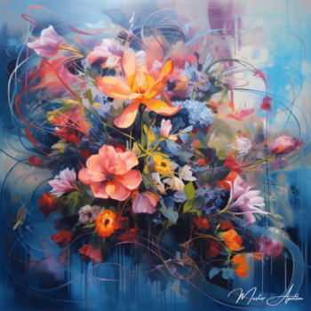 Tableau contemporain avec fleurs beauté Tableaux Contemporains