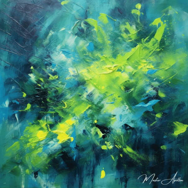 Tableau contemporain bleu vert abstrait Tableaux Contemporains