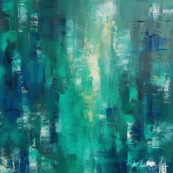 Tableau contemporain bleu vert time Tableaux Contemporains