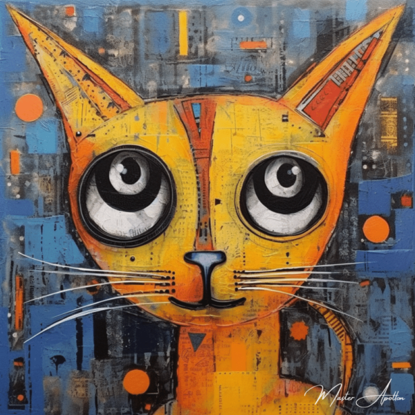 Tableau contemporain chat jaune Tableaux Contemporains