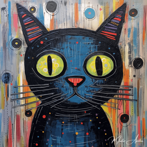 Tableau contemporain chat noir Tableaux Contemporains