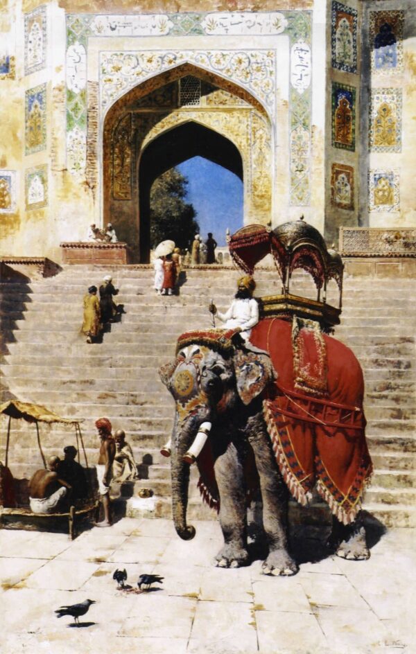 Éléphant royal à l’entrée de la Jami Masjid, Mathura – Edwin Lord Weeks Edwin Lord Weeks 70x105