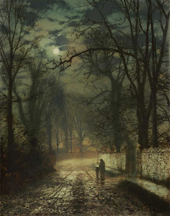 Un chemin au clair de lune – John atkinson grimshaw John Atkinson Grimshaw 70x85