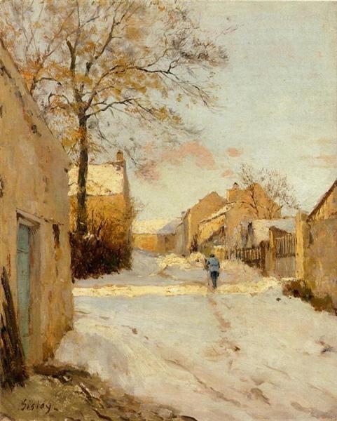 Une rue de village en hiver – Alfred Sisley Alfred Sisley 70x85