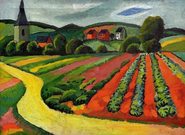 Paysage avec église et chemin – August Macke August Macke 105x70