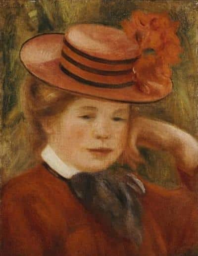 Une jeune fille avec un chapeau rouge – Pierre-Auguste Renoir Pierre-Auguste Renoir 70x85