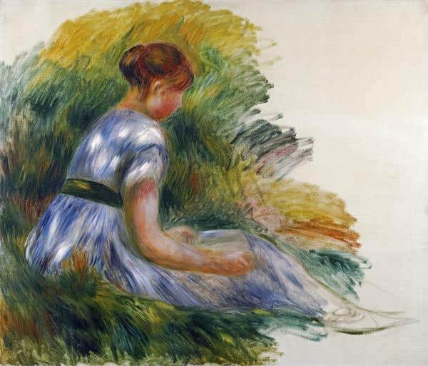 Alice Gamby dans le jardin, jeune fille assise dans l’herbe – Pierre-Auguste Renoir Pierre-Auguste Renoir 85x75