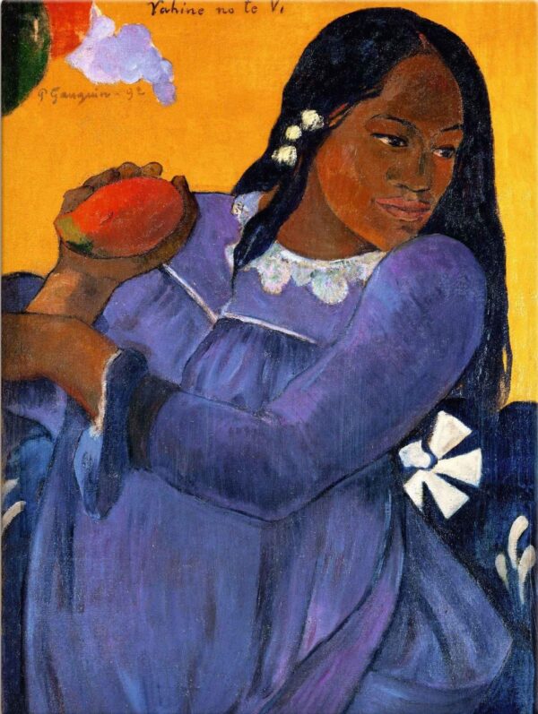 Femme en robe bleue avec une mangue – Paul Gauguin Paul Gauguin 70x85