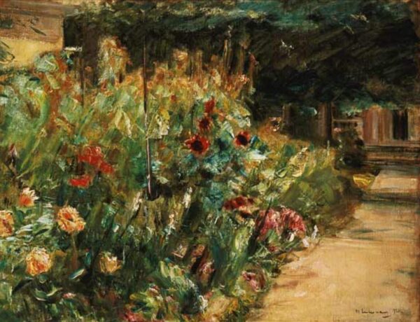 Pièce rapportée de fleurs dans le jardin de l’artiste à Wannsee – Max Liebermann Max Liebermann 85x75