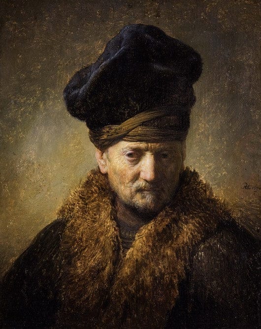 Portrait d’un vieil homme avec un chapeau de fourrure – Rembrandt van Rijn Rembrandt van Rijn 70x85