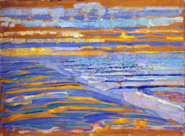 Vue depuis les dunes avec la plage et les jetées de Domburg – Mondrian Piet Mondrian 70x70