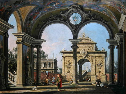 Capriccio d’un arc de triomphe vu à travers une voûte ornée, vers 1750 – Giovanni Antonio Canal Giovanni Antonio Canal 85x75