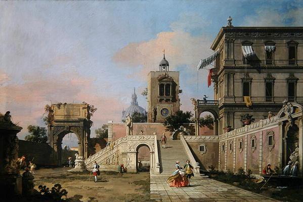 Capriccio de deux volées de marches menant à un palazzo, vers 1750 (huile sur toile) – Giovanni Antonio Canal Giovanni Antonio Canal 105x70