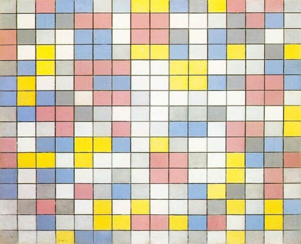 Composition de la grille 9 compositions du damier couleurs vives – Mondrian Piet Mondrian 85x75