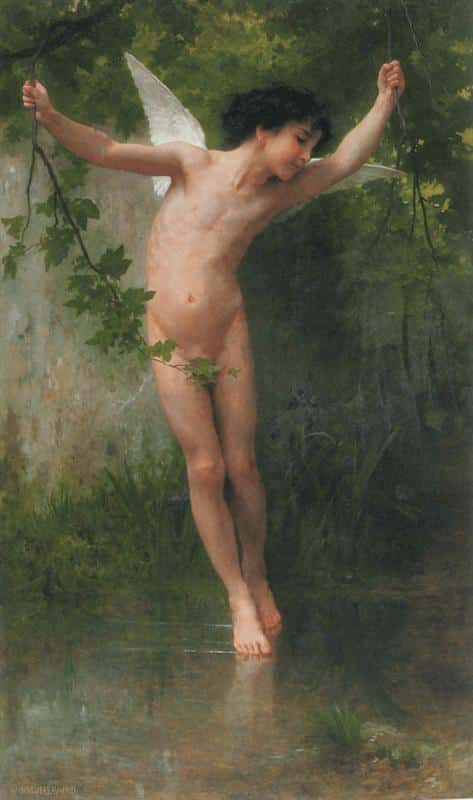 Cupidon volant au-dessus de l’eau – William Bouguereau William Bouguereau 70x120