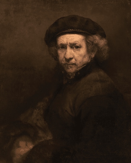 Autoportrait avec béret et col droit – Rembrandt van Rijn Rembrandt van Rijn 70x85