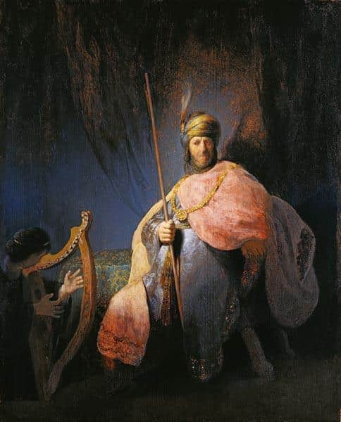 David, jouant de la harpe devant Saul – Rembrandt van Rijn Rembrandt van Rijn 70x85