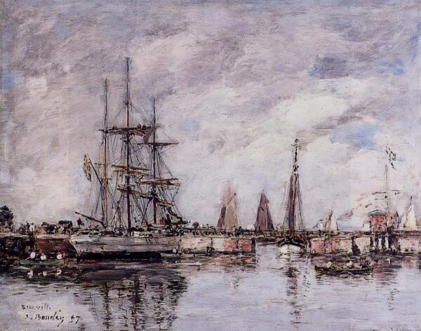 Deauville, le trois-mâts norvégien quitte le port – Eugène Boudin Eugène Boudin 85x75