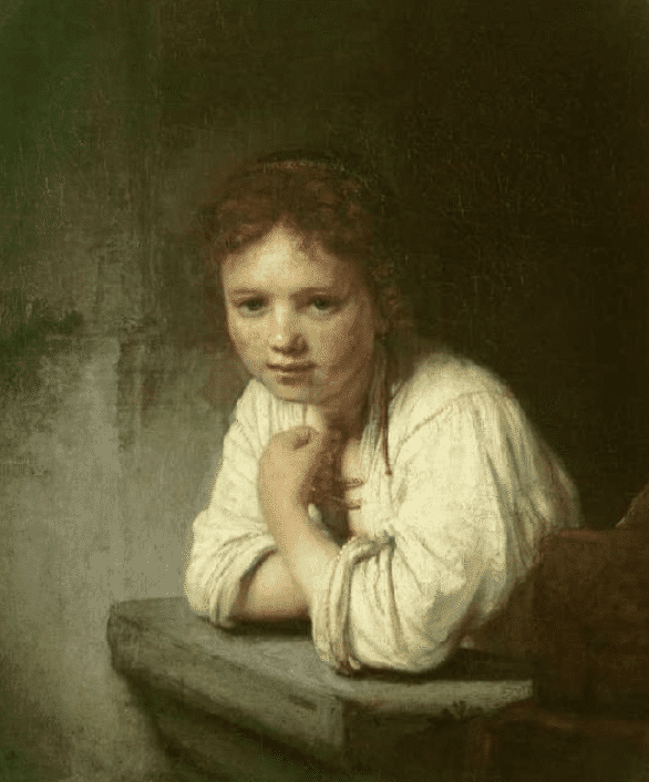 Fille appuyée sur le rebord d’une fenêtre – Rembrandt van Rijn Rembrandt van Rijn 70x85