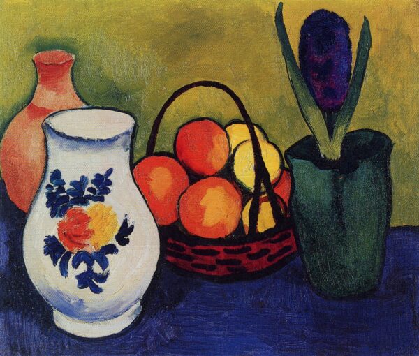 Cruche blanche avec des fleurs et des fruits – August Macke August Macke 85x75