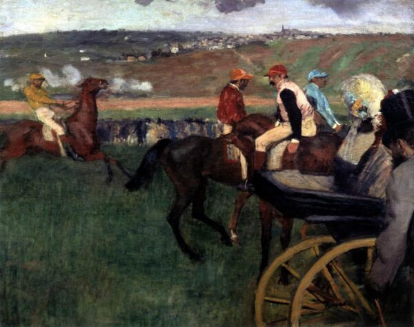 L’hippodrome – Jockeys amateurs près d’une voiture – Edgar Degas Edgar Degas