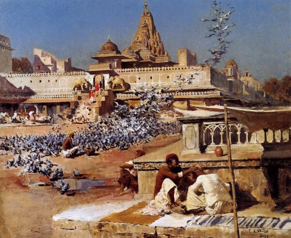 Nourrir les pigeons sacrés, Jaipur – Edwin Lord Weeks Edwin Lord Weeks 85x75