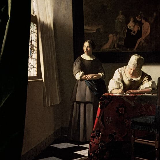 Femme écrivant une lettre et sa servante – Johannes Vermeer Johannes Vermeer 70x70