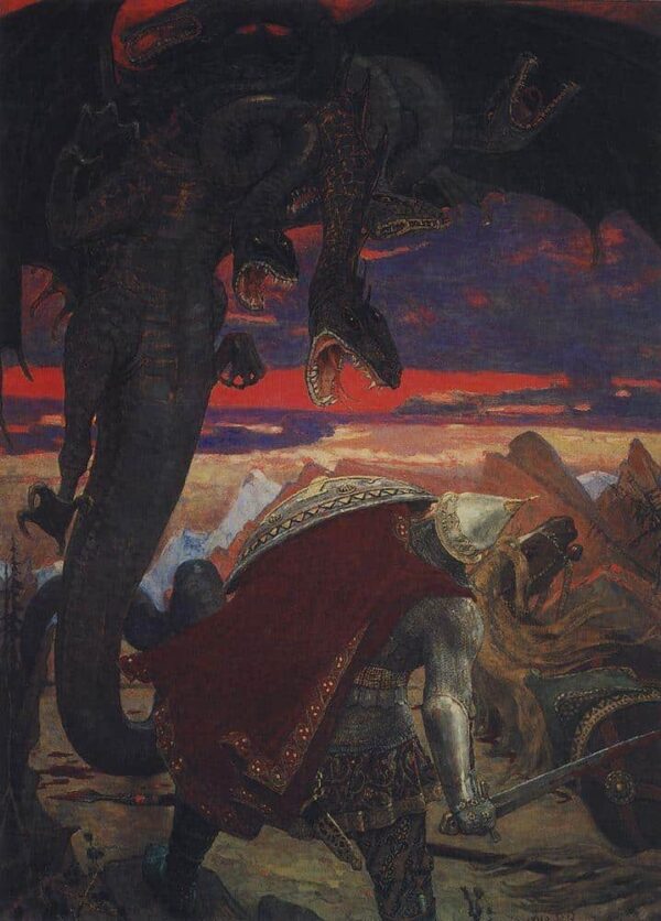 Combattre Dobrynya Nikitich avec le serpent à sept têtes Hydra – Viktor Vasnetsov Viktor Vasnetsov