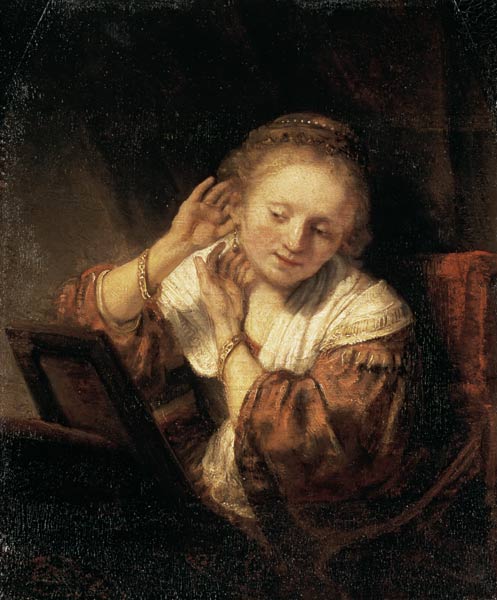 Rembrandt, Femme avec des boucles d’oreilles – Rembrandt van Rijn Rembrandt van Rijn 70x85