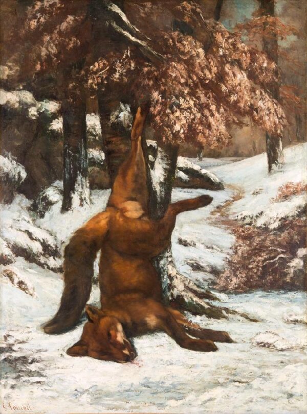 Renard suspendu a un arbre, dans la neige – Gustave Courbet Gustave Courbet