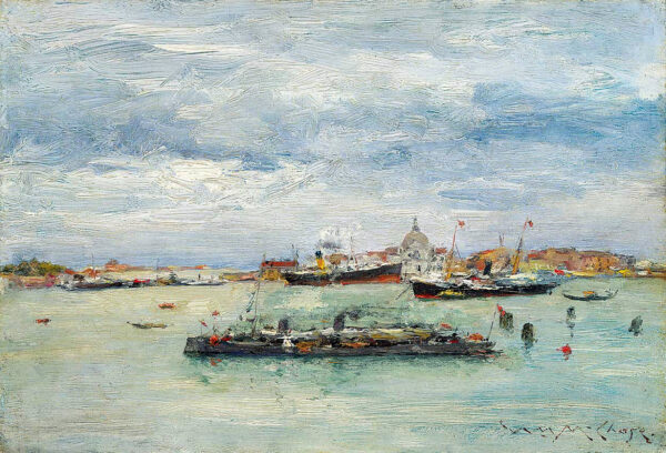 Gray Day on the Lagoon (A Passenger Boat — Venice) – William Merritt Chase William Merritt Chase 105x70