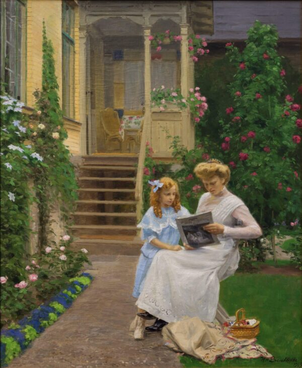 Deux sœurs dans un jardin – Hans Andersen Brendekilde Andersen Brendekilde 70x85