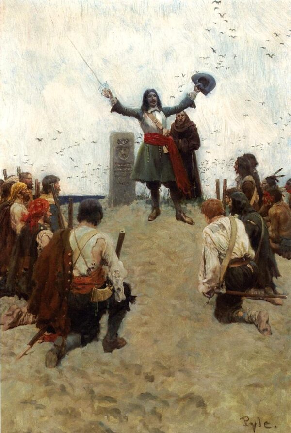 La Salle Christening the Country ‘Louisiana’ – Howard Pyle Howard Pyle 70x105