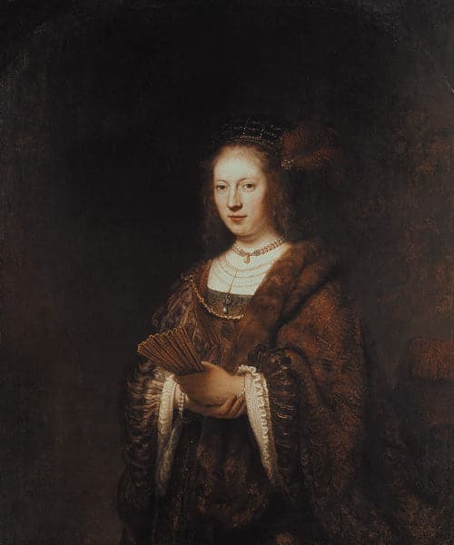 Dame avec un éventail – Rembrandt van Rijn Rembrandt van Rijn 70x85