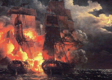 Combat naval en vue des îles Loz 7 février 1813 – Louis Philippe Crepin Louis-Philippe Crépin