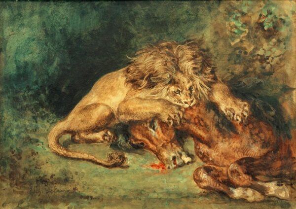 Lion, arrachant un cheval – Eugène Delacroix Eugène Delacroix 105x70