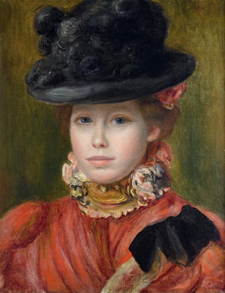 Fille au chapeau noir avec des fleurs rouges – Pierre-Auguste Renoir Pierre-Auguste Renoir 70x85