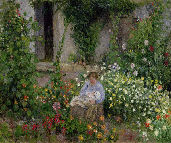 Mère et enfant dans les fleurs – Camille Pissarro Camille Pissarro 85x75