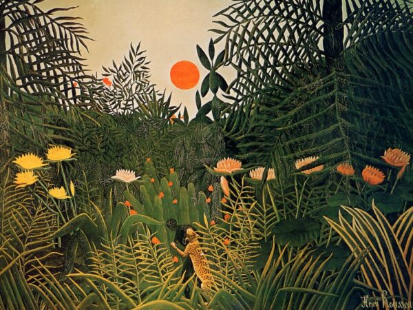 Un homme noir attaqué par un jaguar – Henri Rousseau Henri Rousseau 85x75