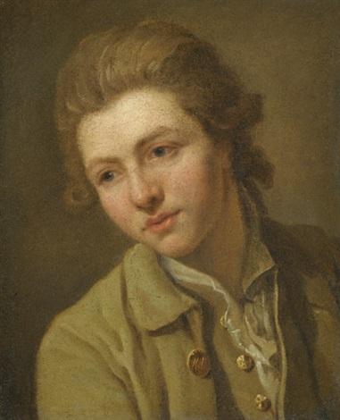 Portrait d’un jeune, tête et épaules, portant une chemise marron à col ouvert – Nicolas Bernard Lépicié Nicolas Bernard Lépicié 70x85