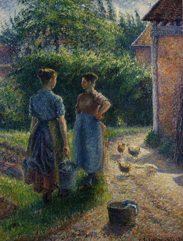 Paysannes discutant à la ferme, Eragny – Camille Pissarro Camille Pissarro 70x85