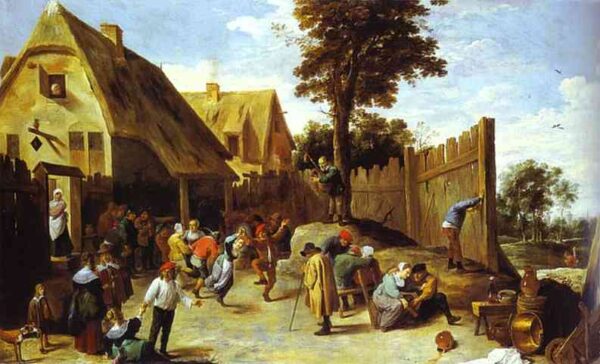 Paysans dansant devant une auberge – David The Younger Teniers David Teniers le Jeune 105x70