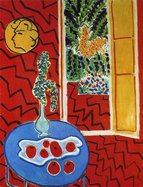 Nature morte intérieure rouge sur une table bleue – Matisse Henri Matisse 70x85