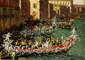 Régate sur le Grand Canal devant le Palazzo Foscari (Détail) – Giovanni Antonio Canal Giovanni Antonio Canal 105x70