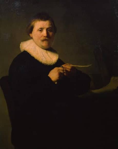 L’homme qui coupe les plumes – Rembrandt van Rijn Rembrandt van Rijn 70x85