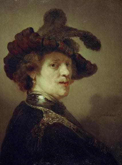 Autoportrait avec chapeau à plumes – Rembrandt van Rijn Rembrandt van Rijn 70x85