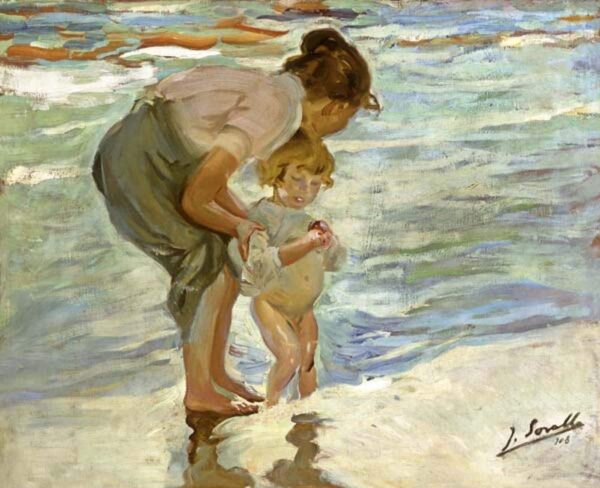 Mère et enfant sur la plage – Sorolla Joaquín Sorolla 85x75