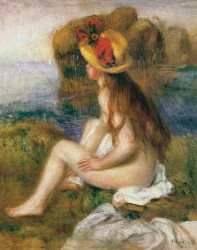 Baigneuse assise avec un chapeau de paille – Pierre-Auguste Renoir Pierre-Auguste Renoir 70x85