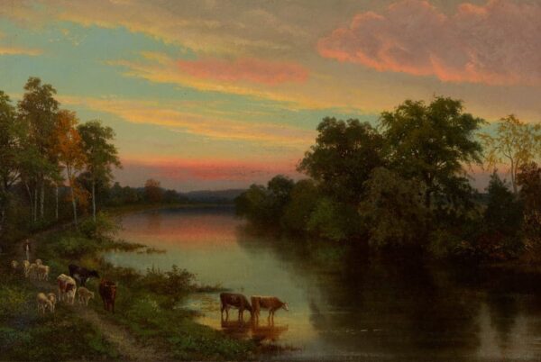 Coucher de soleil avec des vaches – John Frederick Kensett John Frederick Kensett 105x70